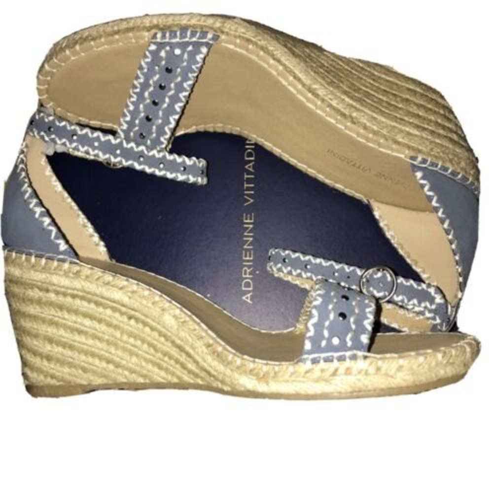 Adrienne Vittadini Womens Charming Espadrille Wedge Sandals Metal Studs Size 10M - Picture 4 of 9